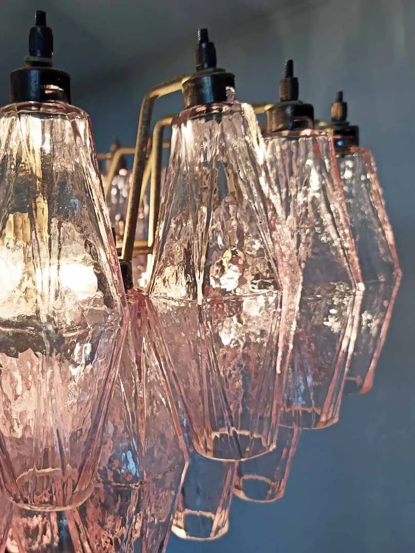 Murano Chandelier – Poliedri – 84 glasses – Pink - Zonesus