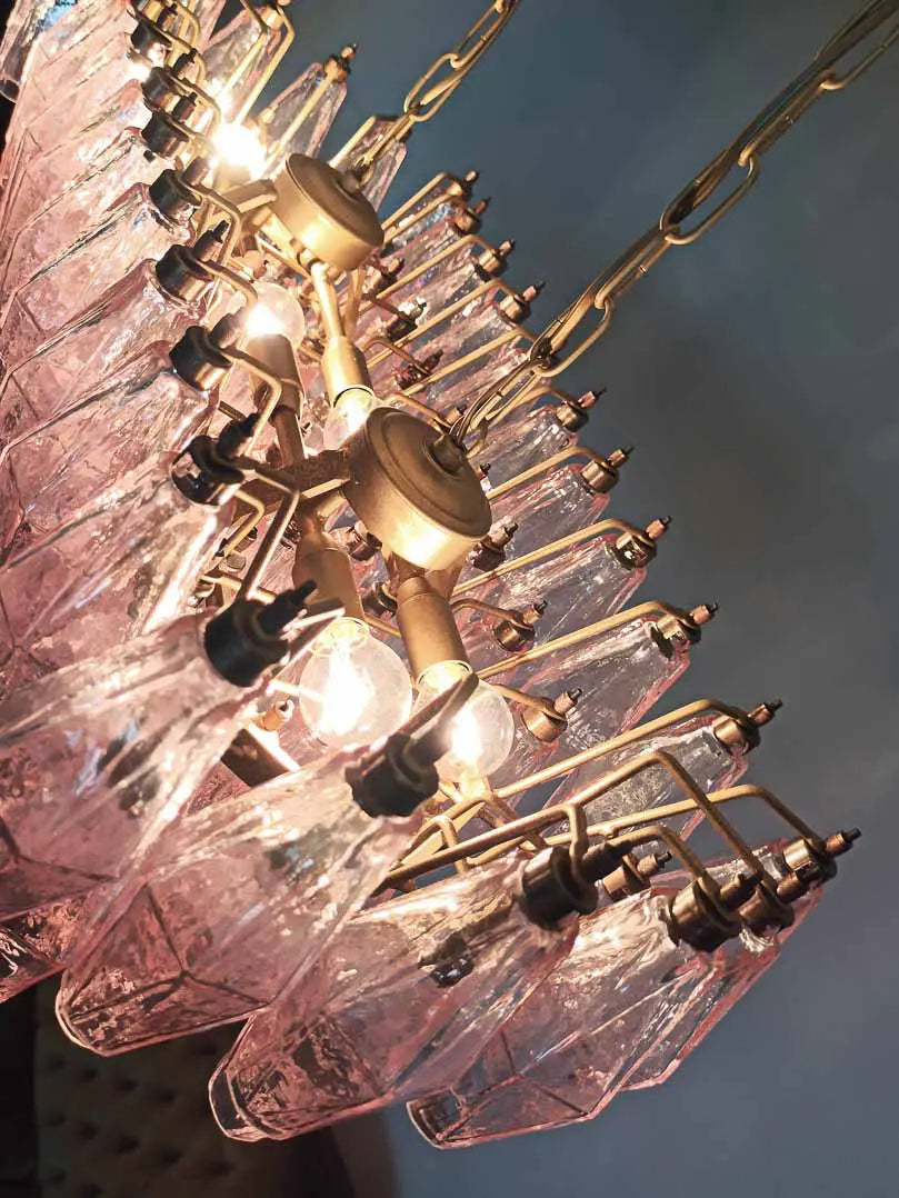 Murano Chandelier – Poliedri – 84 glasses – Pink - Zonesus