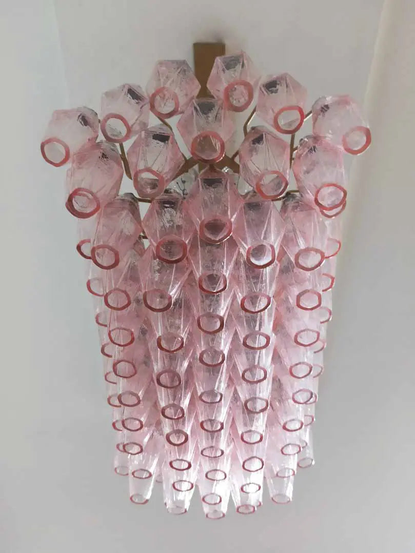 Murano Chandelier – Poliedri – 84 glasses – Pink - Zonesus