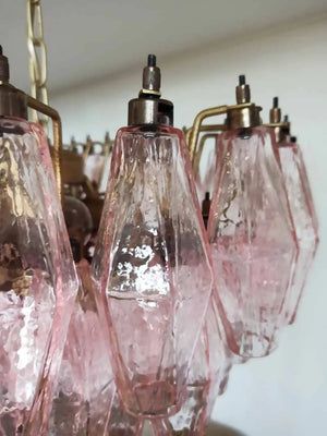 Murano Chandelier – Poliedri – 84 glasses – Pink - Zonesus