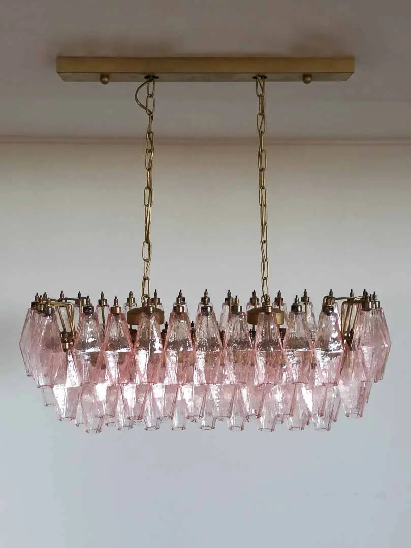 Murano Chandelier – Poliedri – 84 glasses – Pink - Zonesus