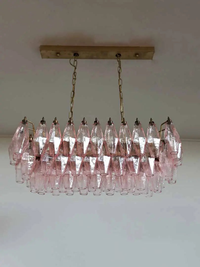 Murano Chandelier – Poliedri – 84 glasses – Pink - Zonesus