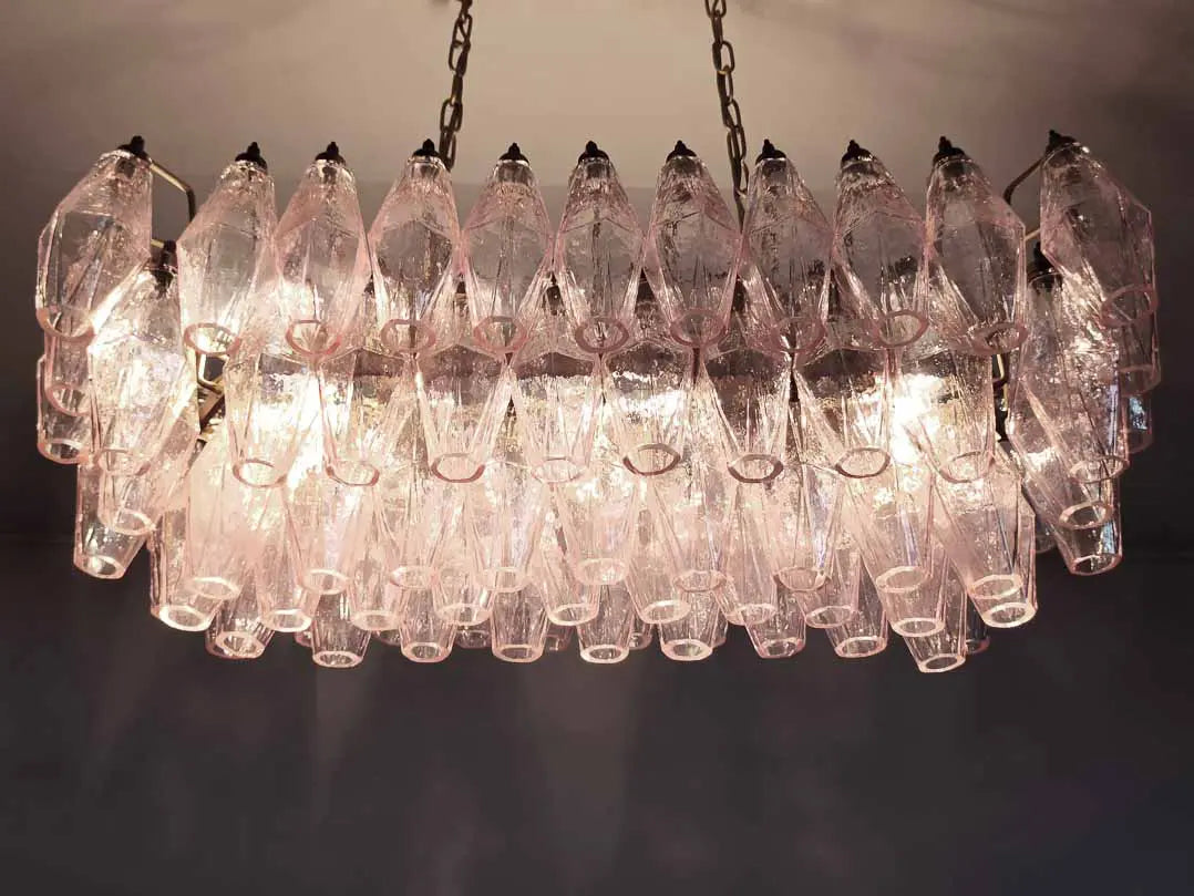 Murano Chandelier – Poliedri – 84 glasses – Pink - Zonesus