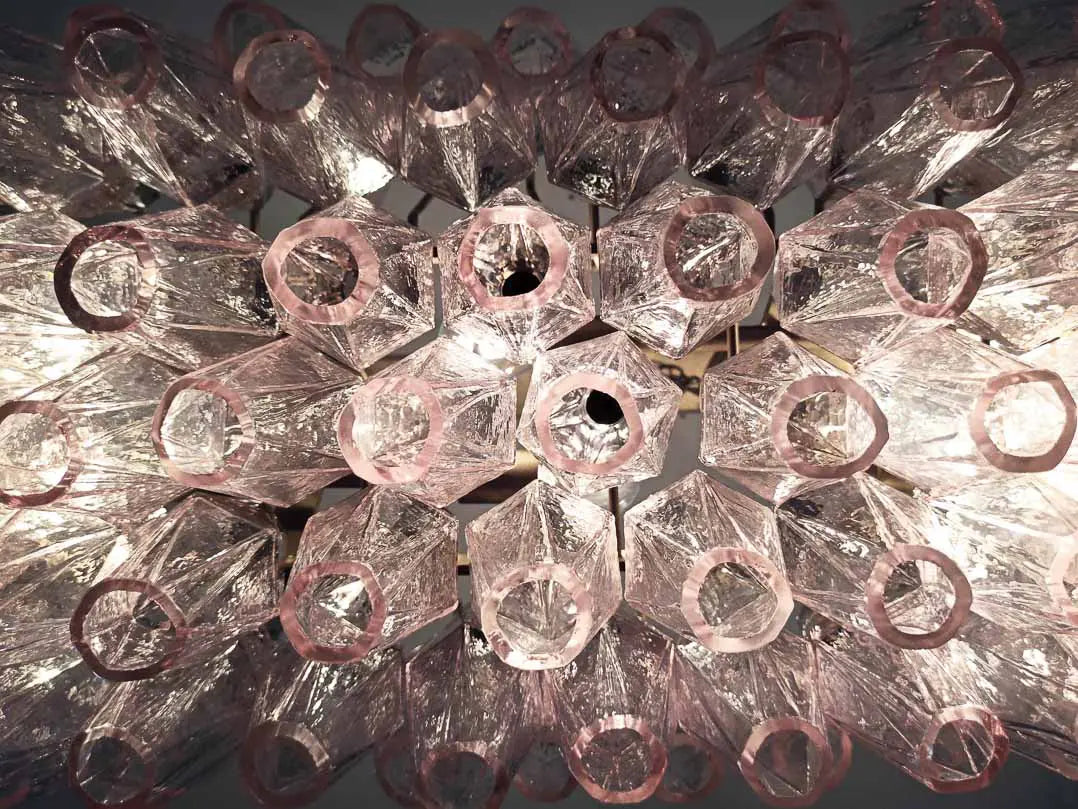 Murano Chandelier – Poliedri – 84 glasses – Pink - Zonesus