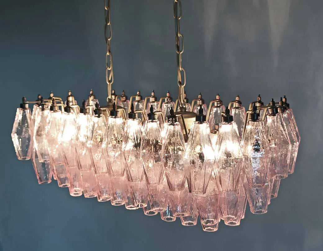 Murano Chandelier – Poliedri – 84 glasses – Pink - Zonesus