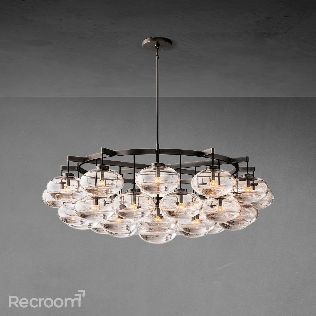 Cabretten Clear Glass Round Chandelier 60" - Zonesus