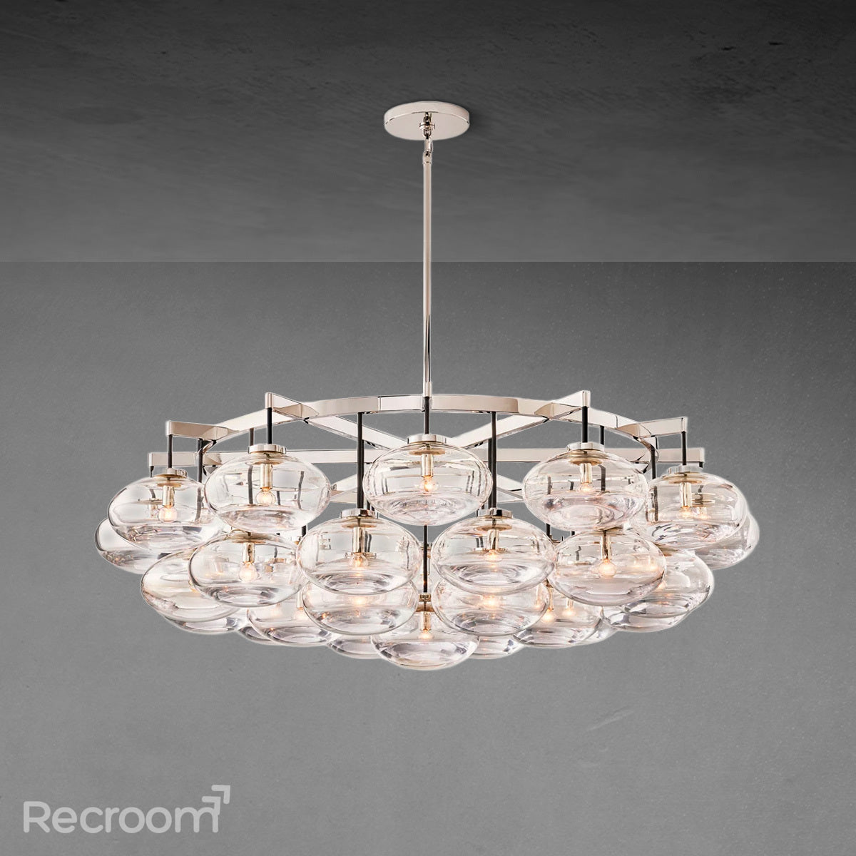 Cabretten Clear Glass Round Chandelier 60" - Zonesus