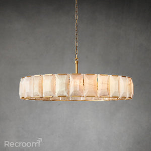 Harllow Calcite Round Chandelier 60" - Zonesus