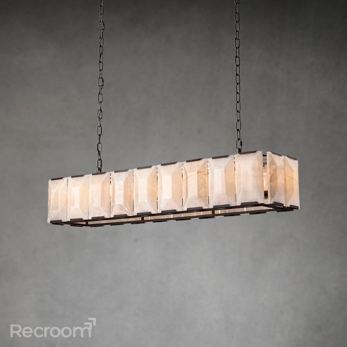 Harllow Calcite Rectangular Chandelier 62" - Zonesus