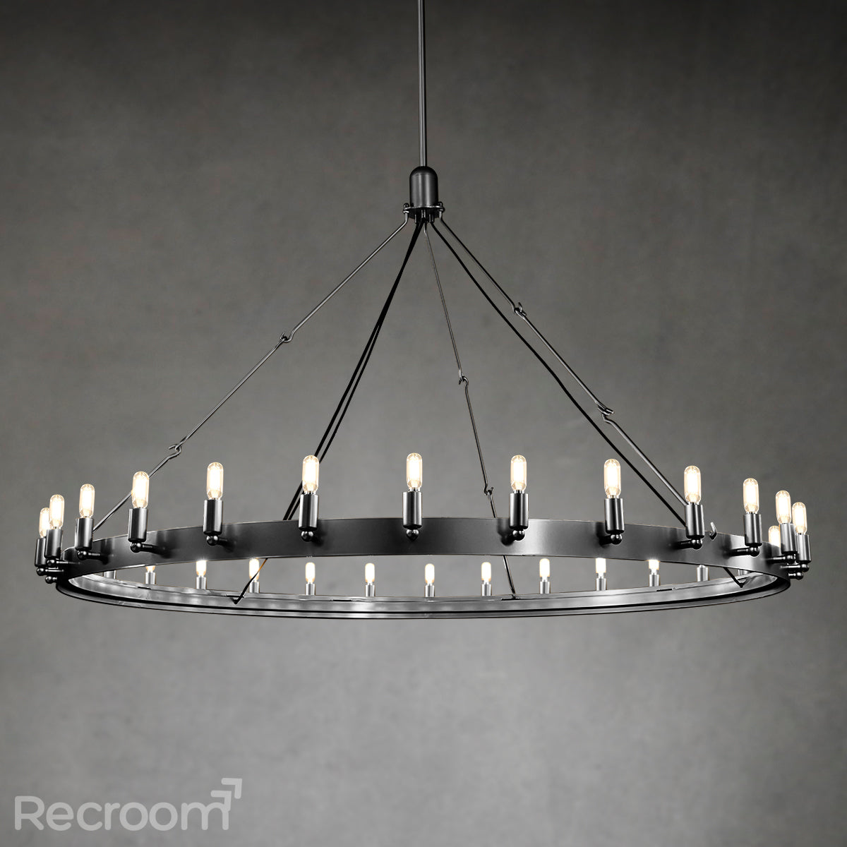Caminon Vintage Filament Round Chandelier 63" - Zonesus