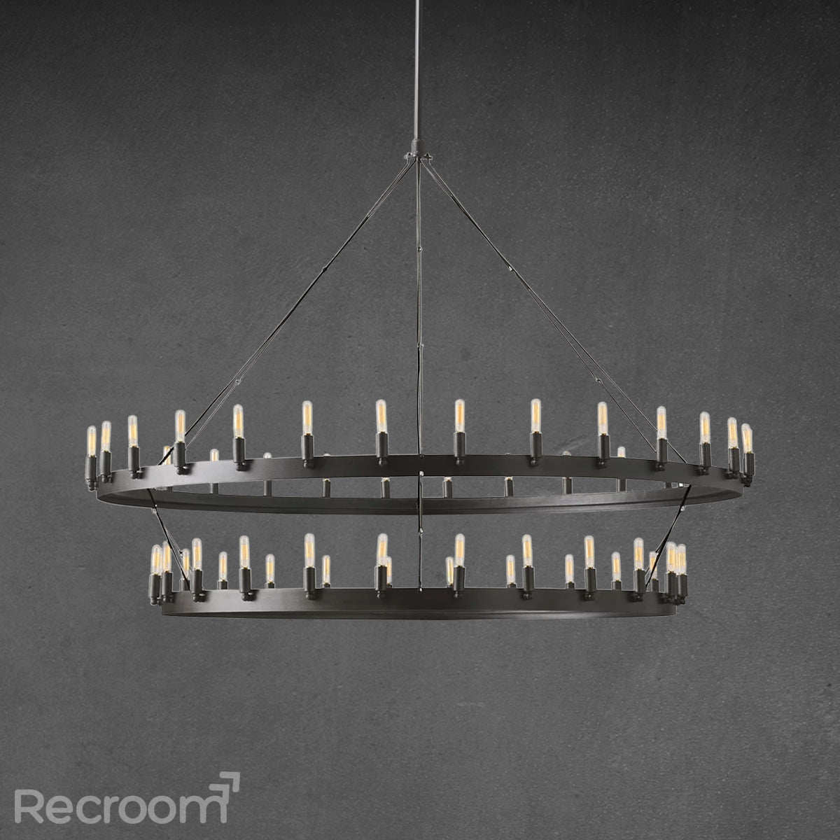 Caminon Vintage Filament Two-Tier Chandelier 63" - Zonesus