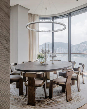 Cervine Round Brass & Clear Geode Quartz Crystal Chandelier 36" - Zonesus