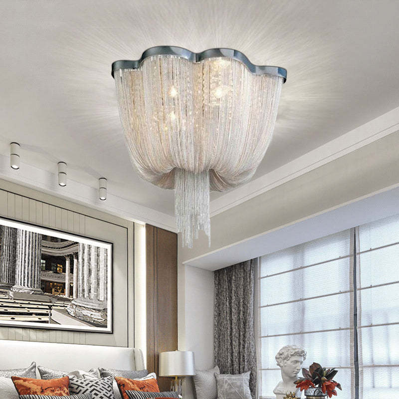 Tassel Ceiling Light Post-Modern Chandelier Aluminum Chain Light - Zonesus