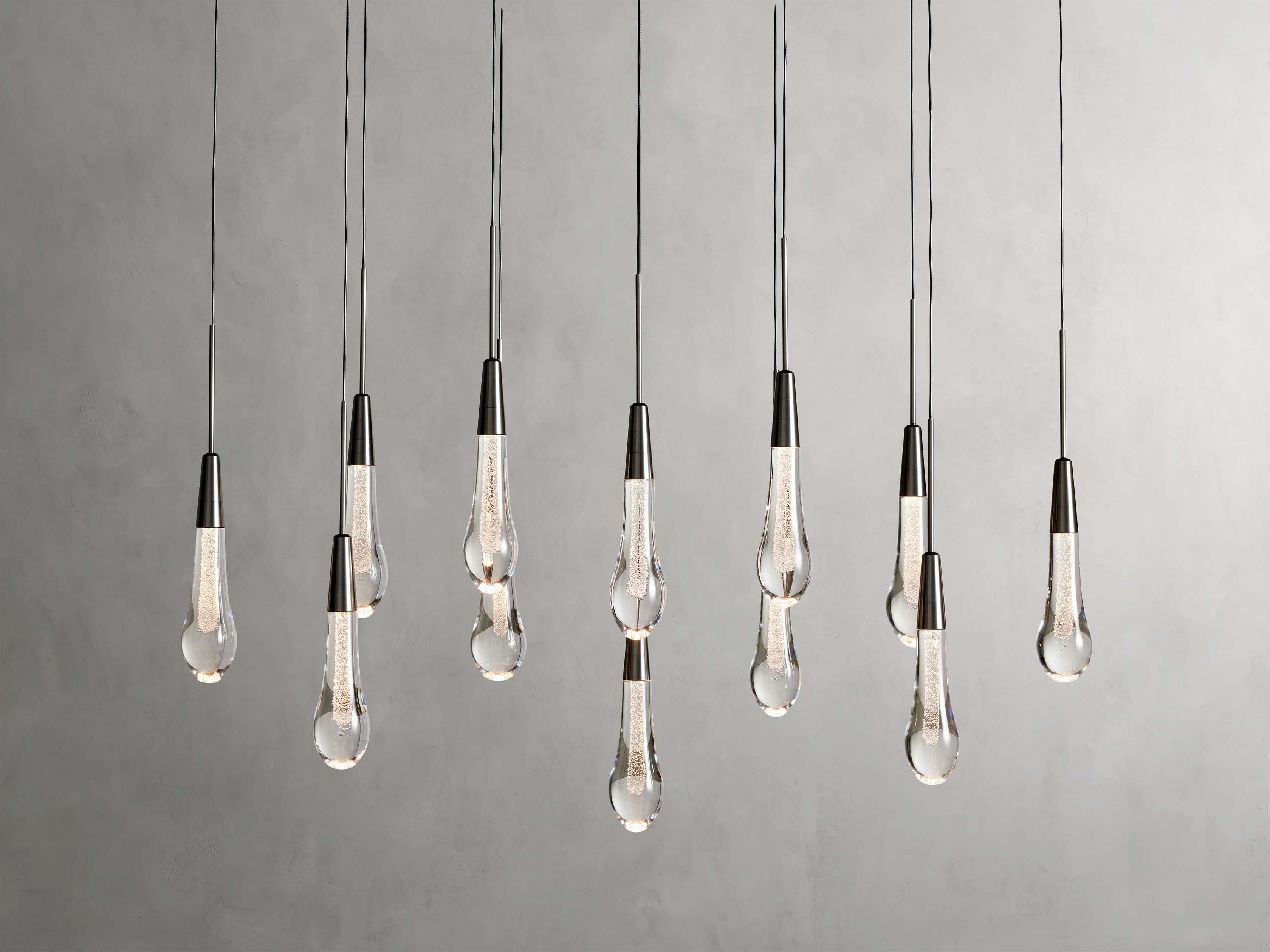 Solitaire Crystal Linear Chandelier 37" 50" 60'' 70" 87" 120''W - Zonesus