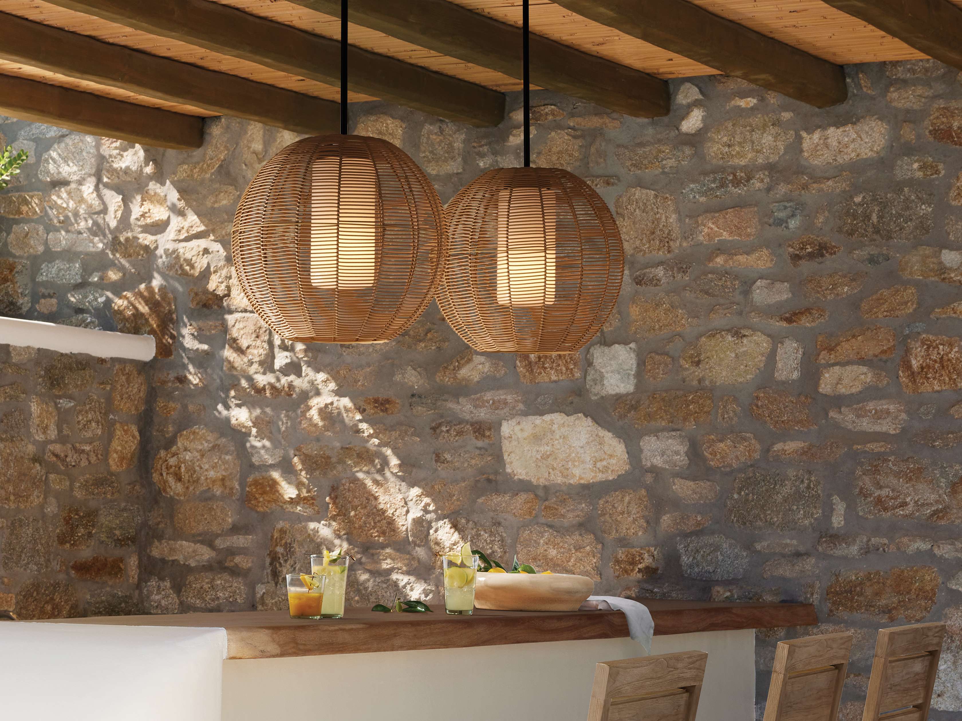 Cohen Globe Wicker Outdoor Pendant 20''D - Zonesus