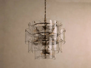 Blaire Round Glass Chandelier 32''D - CLEAR - Zonesus