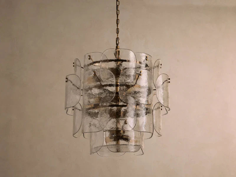 Blaire Round Glass Chandelier 32''D - CLEAR - Zonesus