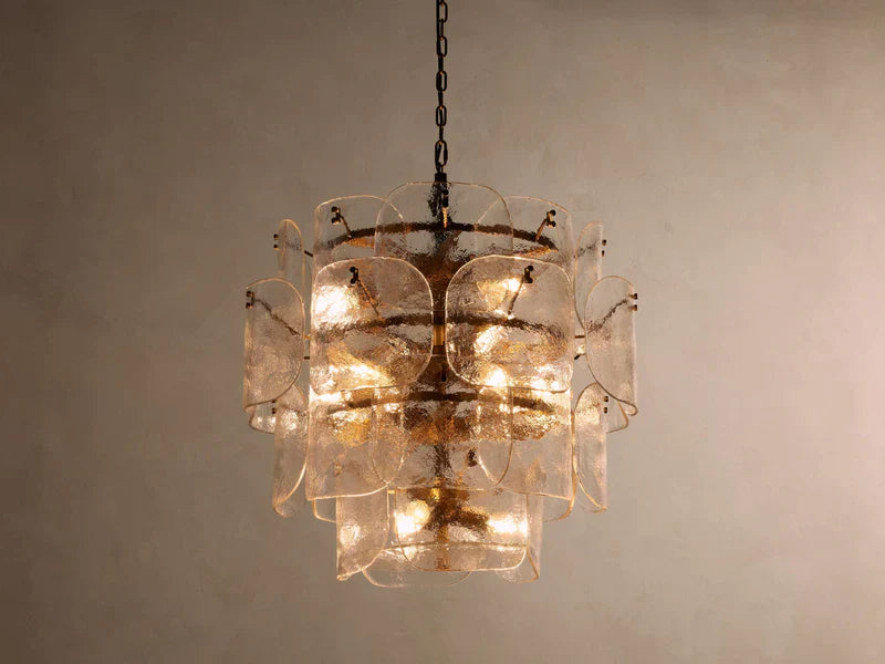 Blaire Round Glass Chandelier 32''D - CLEAR - Zonesus