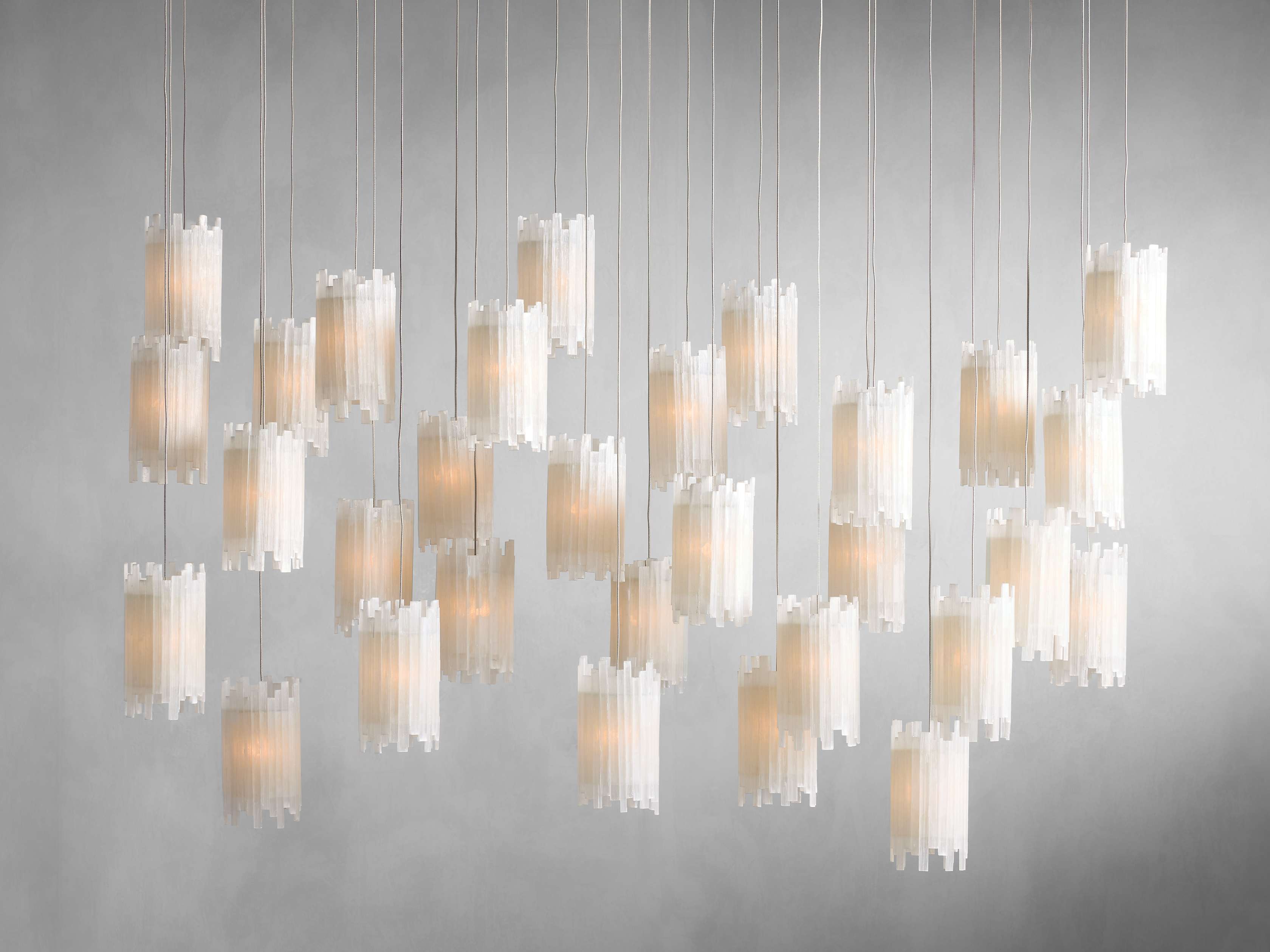 Gianna Rectangular Selenite Stone Chandelier 15 LIGHT 20 LIGHT - Zonesus