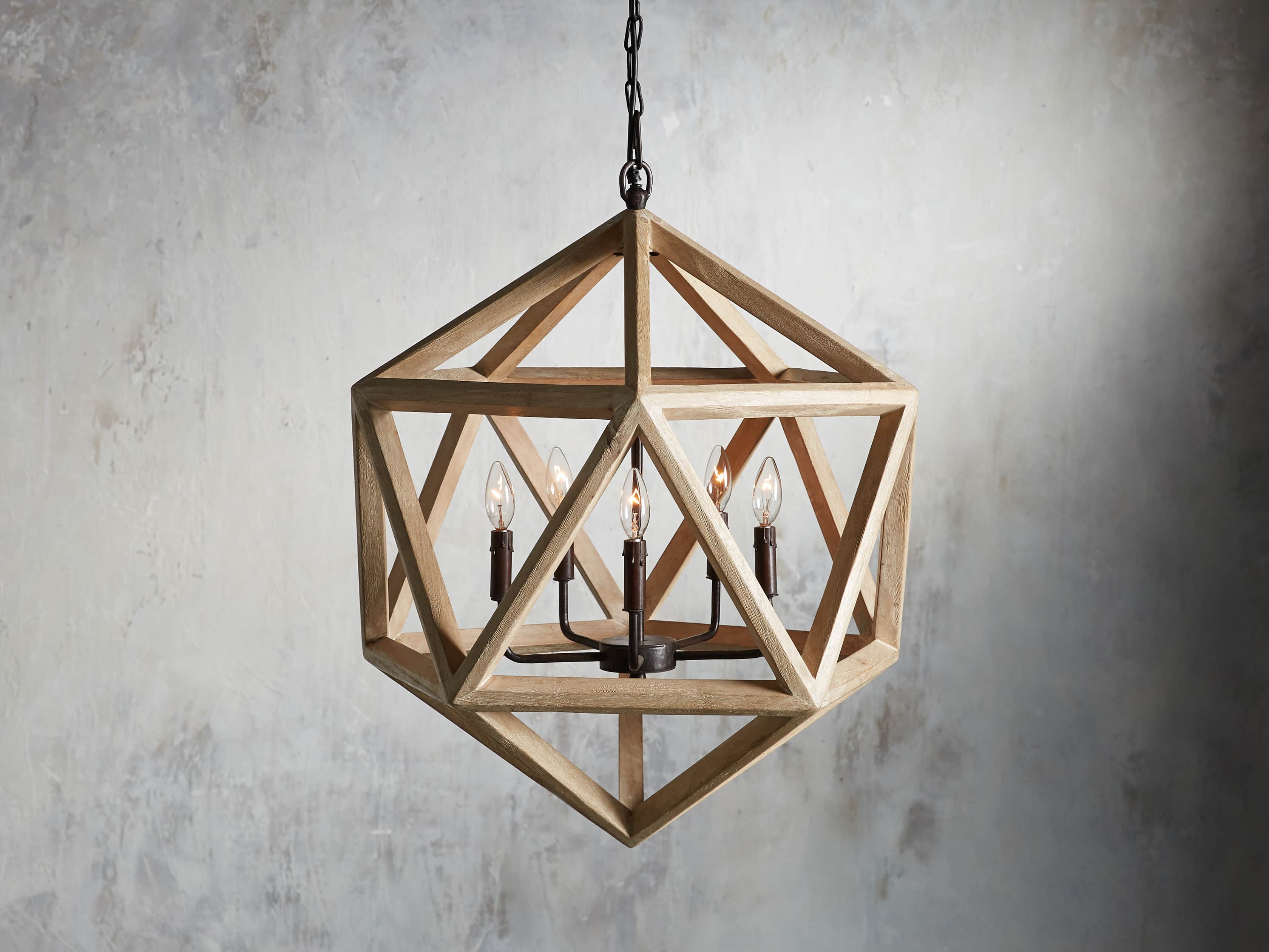 Wooden Geode Chandelier in Natural - Zonesus