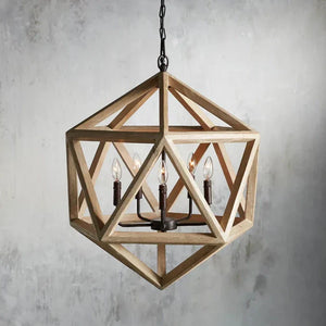 Wooden Geode Chandelier in Natural - Zonesus