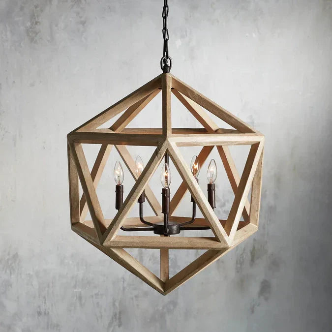 Wooden Geode Chandelier in Natural - Zonesus