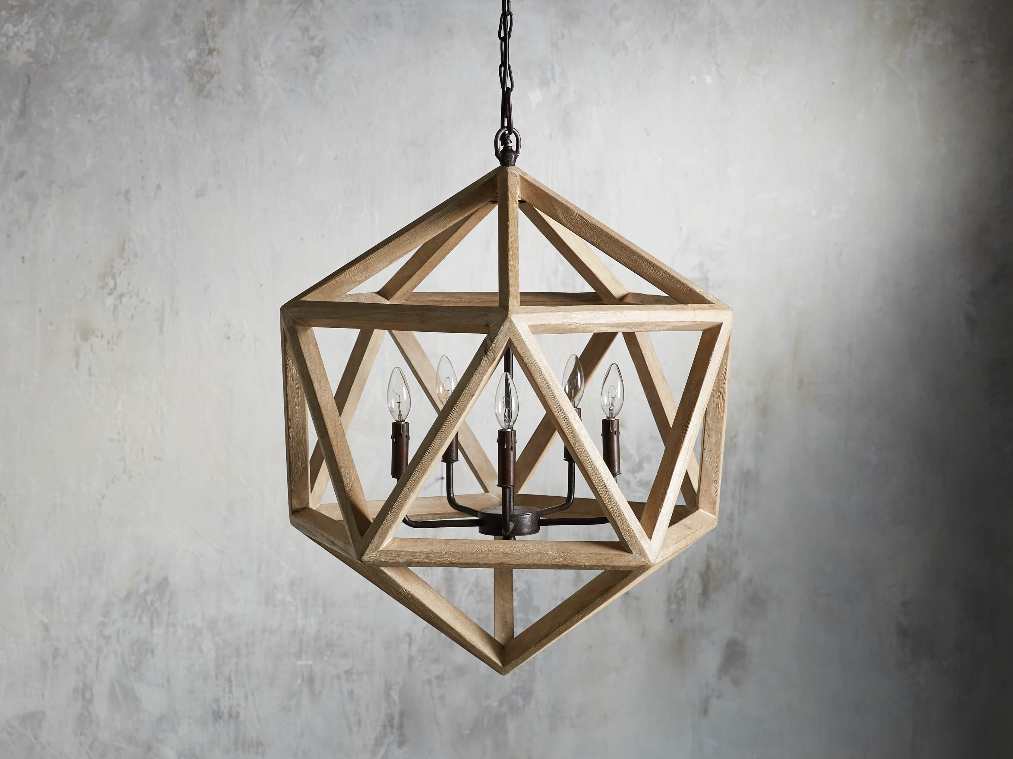 Wooden Geode Chandelier in Natural - Zonesus