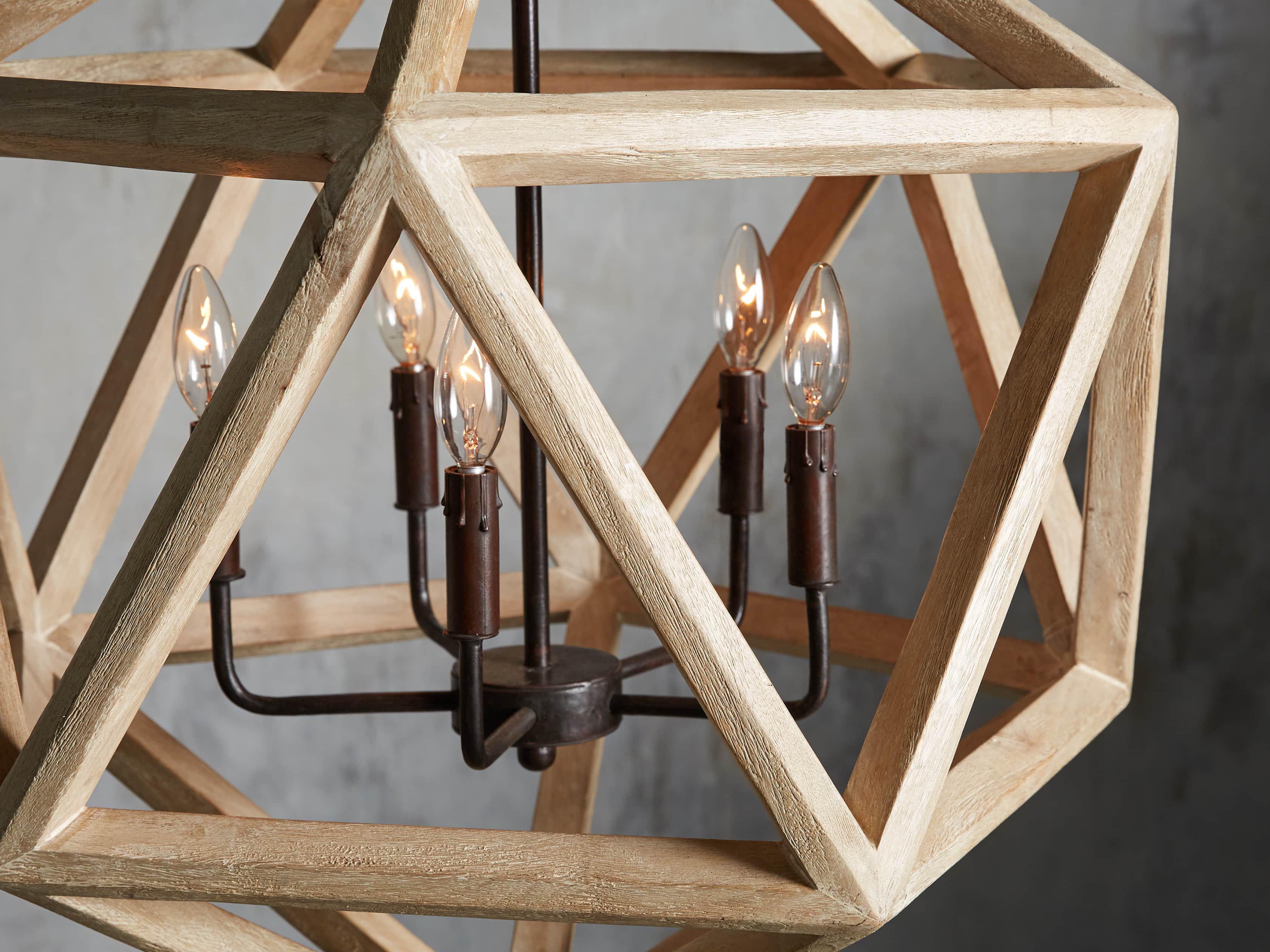 Wooden Geode Chandelier in Natural - Zonesus