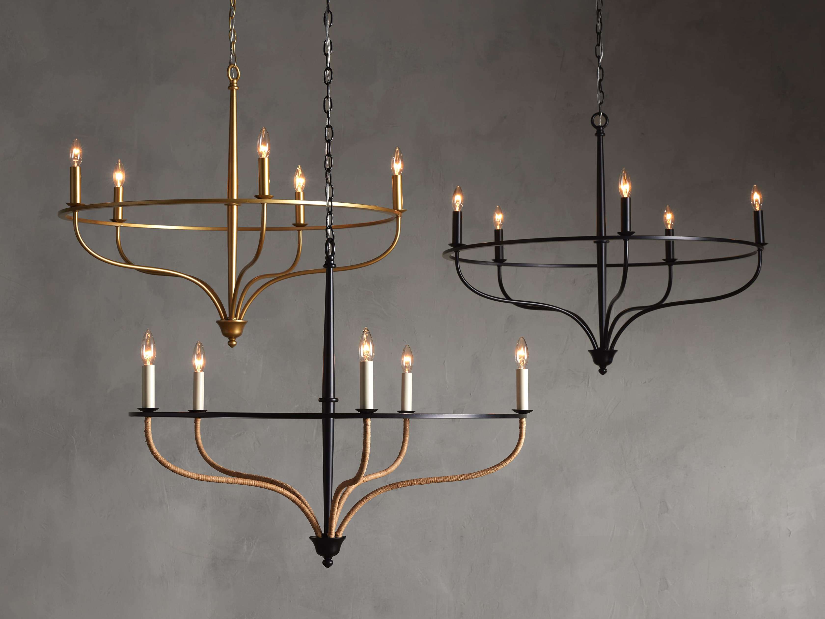 Rosalind Rattan Chandelier in Black - Zonesus