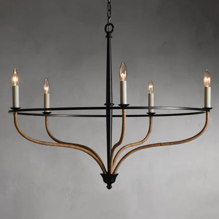 Rosalind Rattan Chandelier in Black - Zonesus