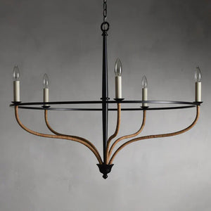 Rosalind Rattan Chandelier in Black - Zonesus