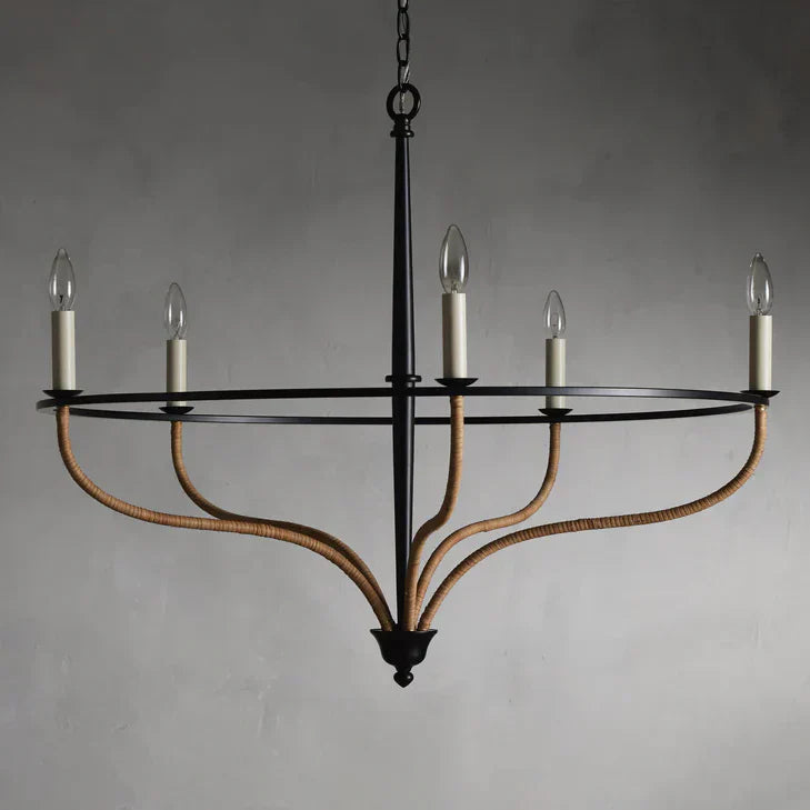 Rosalind Rattan Chandelier in Black - Zonesus