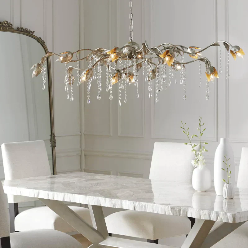 Viticcio Rectangular Chandelier in Silver - Zonesus
