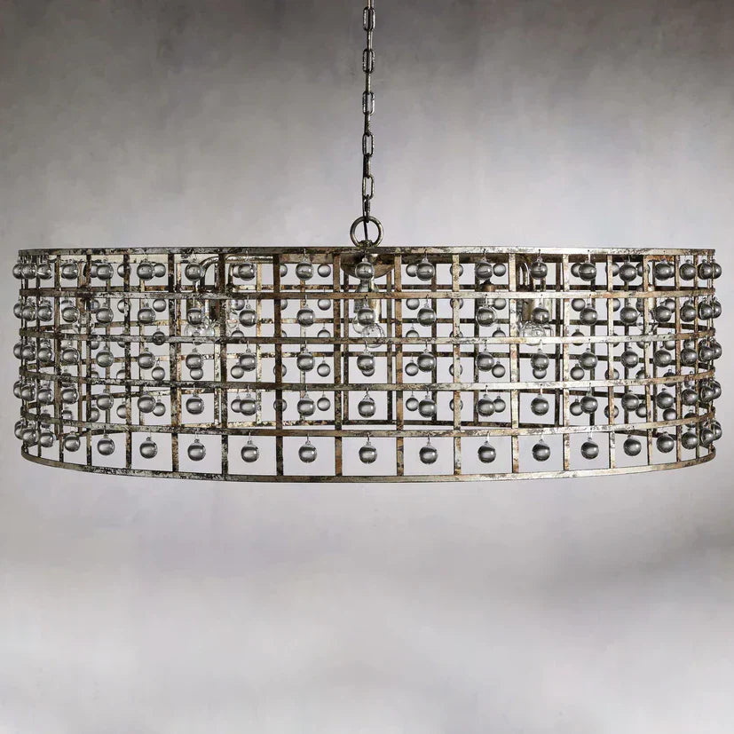 La Cage 12-Light Round Chandelier in Silver Clay - Zonesus