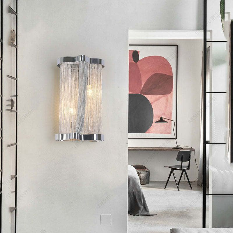 Ashley Aluminum Chain Tassel Wall Sconce - Zonesus