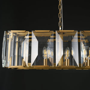 Harllow Multi Crystal Rectangular Chandelier 42“ 54” 62“ 74” - Zonesus