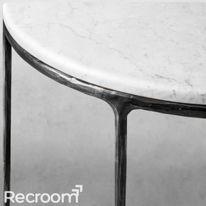 Thaddeo Marble Demilune Console Table - Zonesus