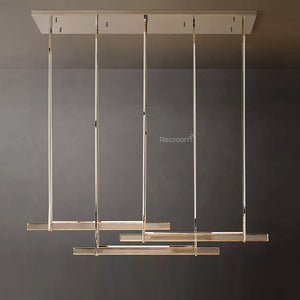 Auduben Crystal Triple Bar Linear Chandelier 60" 72" - Zonesus