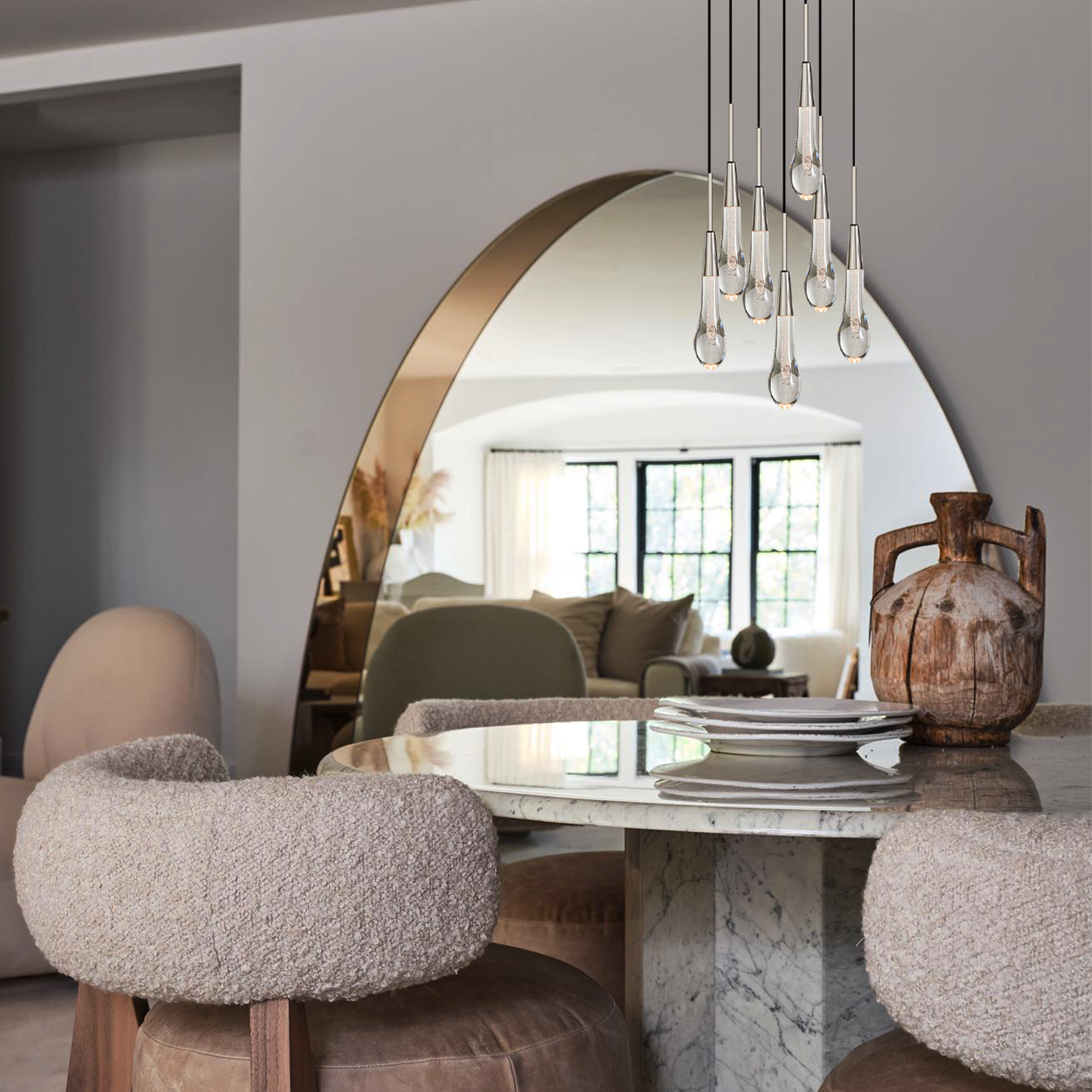Solitaire Cluster Crystal Pendant 3 Light 5 Light 7Light - Zonesus