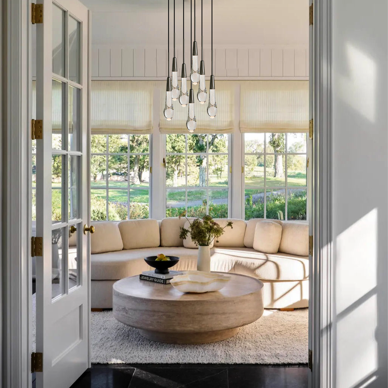 Solitaire Cluster Crystal Pendant 3 Light 5 Light 7Light - Zonesus