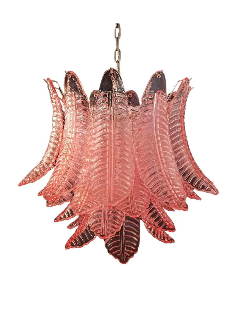 Murano Chandelier – 36 glass leaves – Pink - Zonesus
