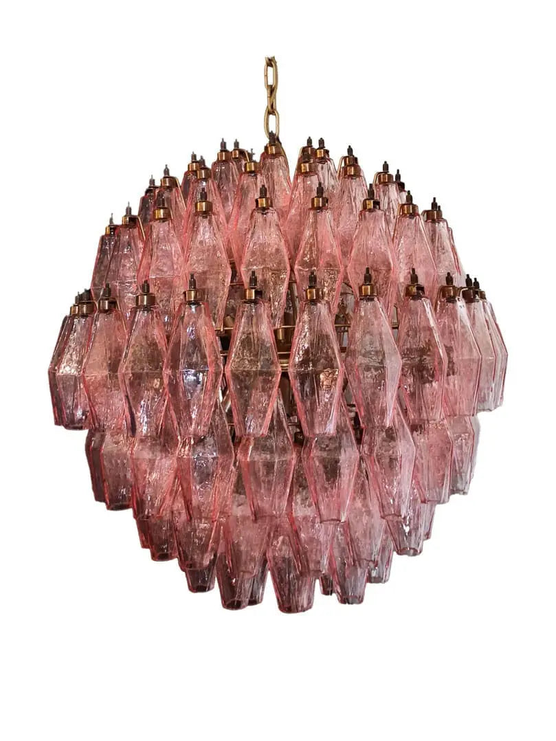 Murano Chandelier – Poliedri -140 glass – Pink - Zonesus