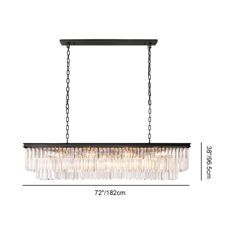 Odean Rectangle Chandelier 40" 49" 59" 72" 2-Layers - Zonesus