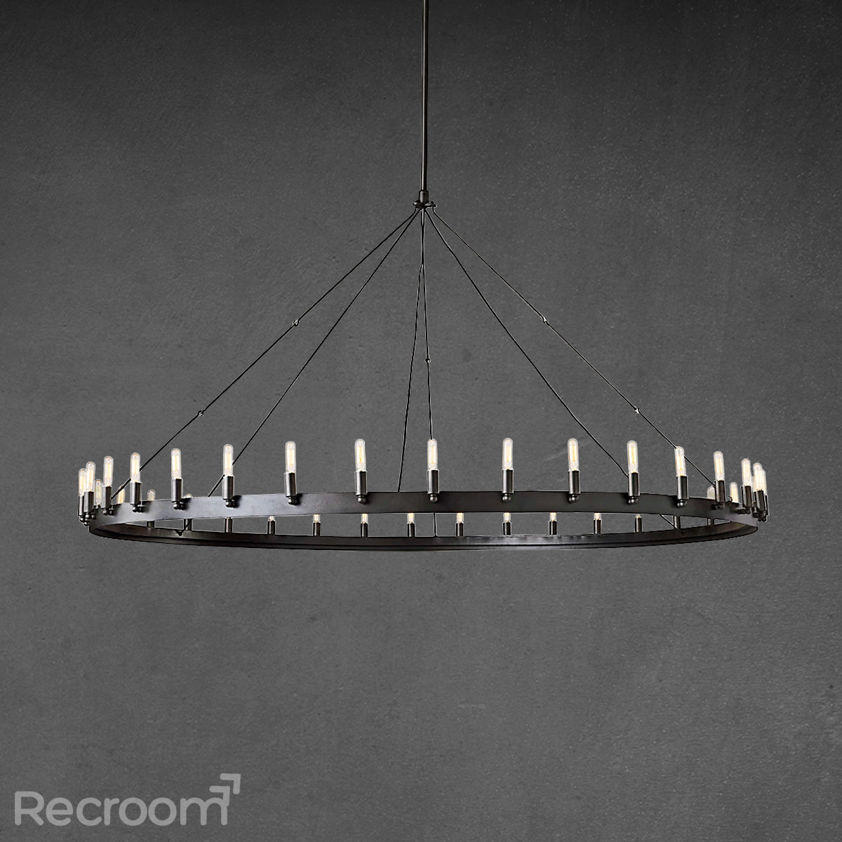 Caminon Vintage Filament Round Chandelier 71" - Zonesus