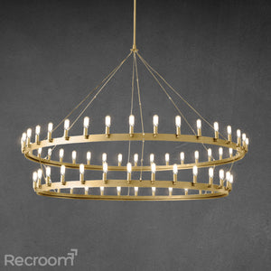 Caminon Vintage Filament Two-Tier Chandelier 71" - Zonesus