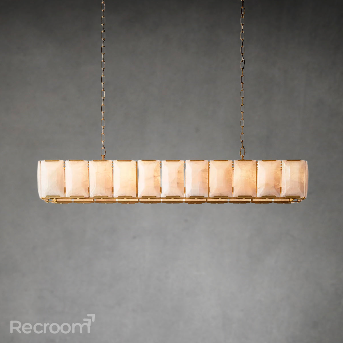Harllow Calcite Rectangular Chandelier 73" - Zonesus
