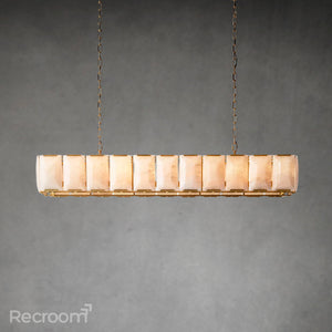 Harllow Calcite Rectangular Chandelier 73" - Zonesus