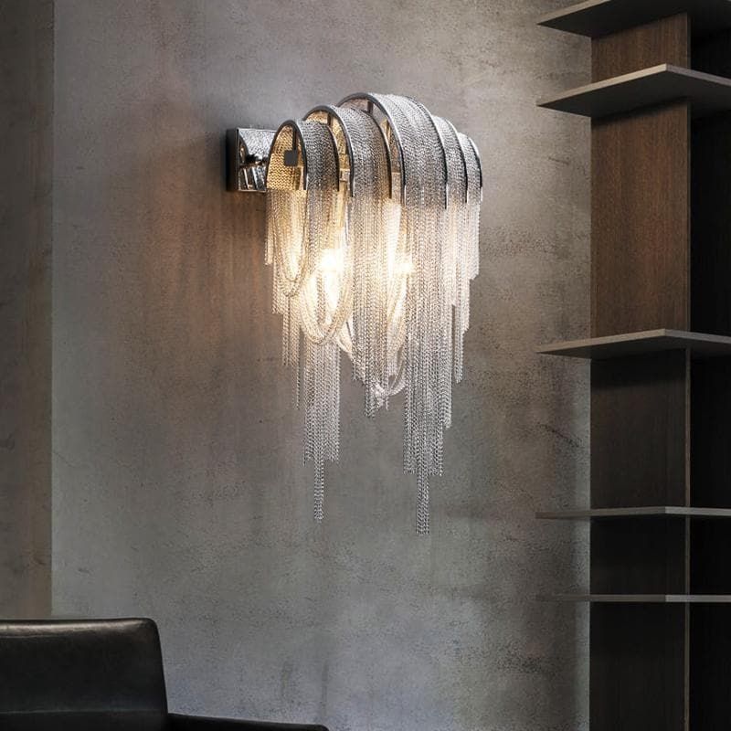 Alisa Luxury Plated Aluminum Chain Tassel Wall Sconce - Zonesus