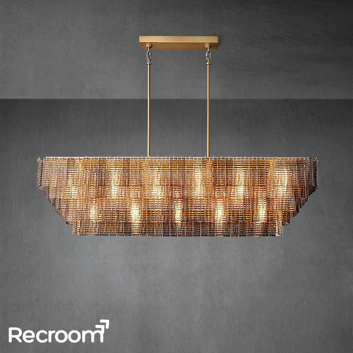 Sirena Clear Glass Rectangular Chandelier 77" - Zonesus
