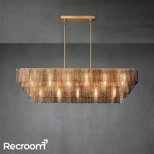 Sirena Clear Glass Rectangular Chandelier 77" - Zonesus